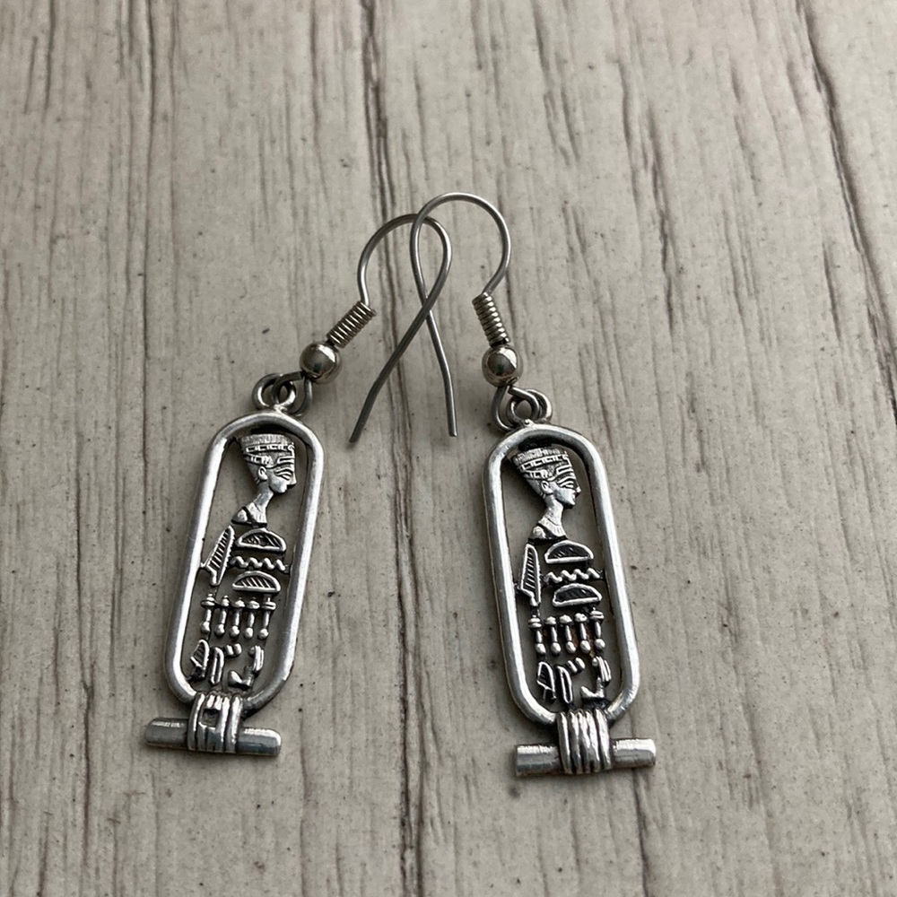 Sterling Queen Nefertiti cut out earrings